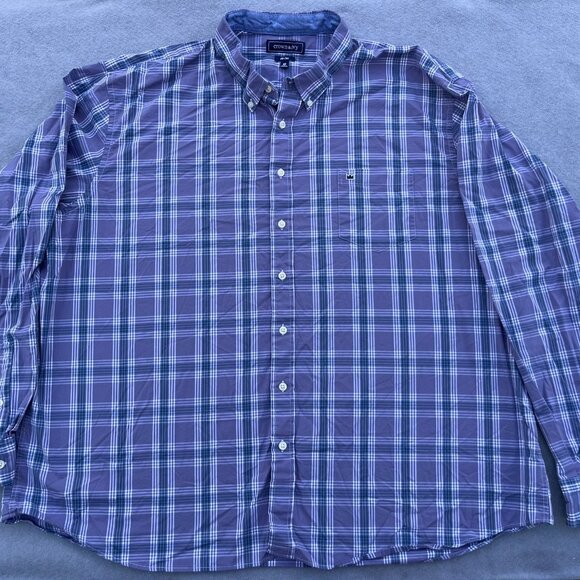 Crown & Ivy Mens 3XT Blue Plaid Classic Fit Button Down Preppy Long Sleeve - Picture 1 of 6